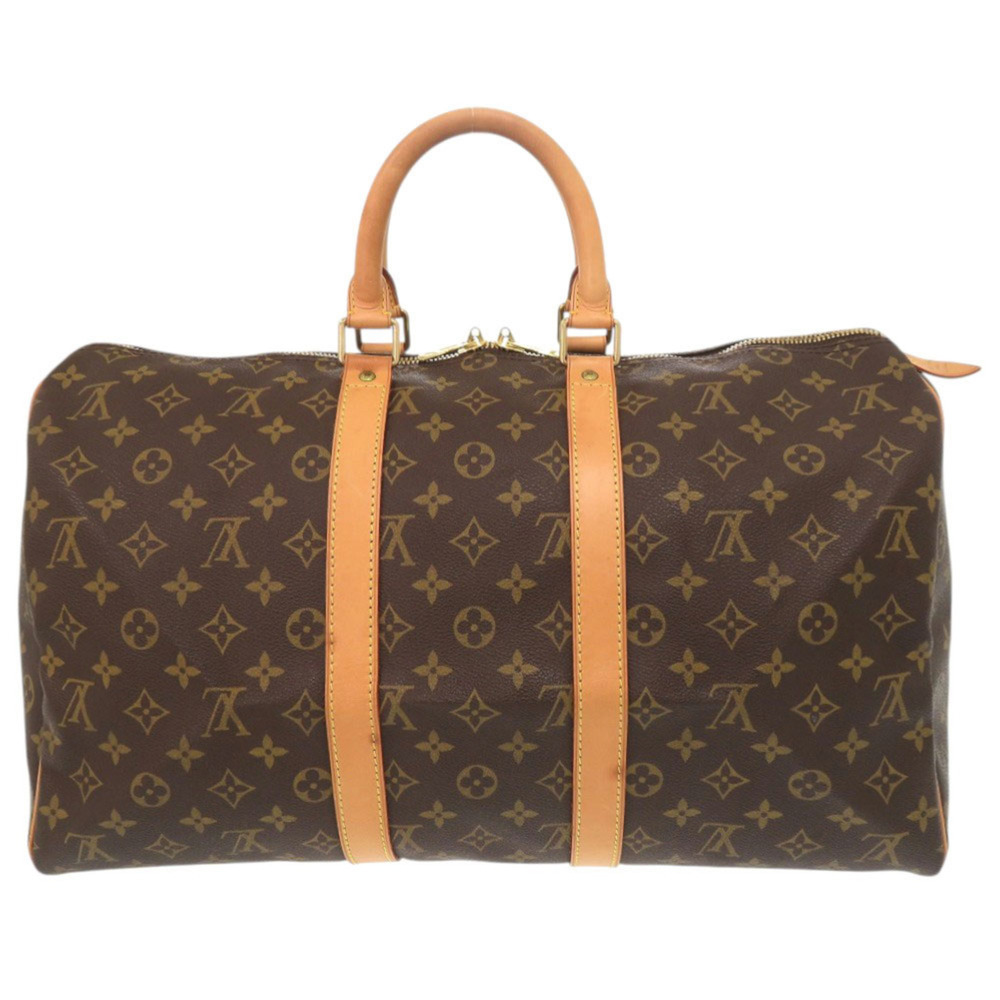 LOUIS VUITTON Authentic Brown Monogram Keepall 45 Boston Bag